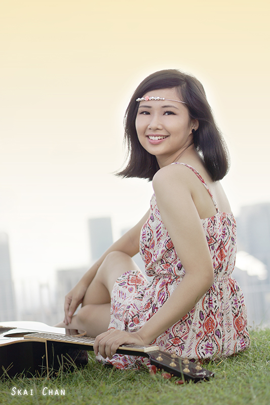 Creative editorial guitar photoshoot session with Shujuan at Pinnacle Duxton