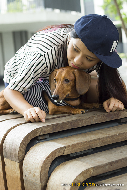 Themed owner & pet dog photoshoot session with Maisie Chew & Luckie Chan at Pinnacle Duxton