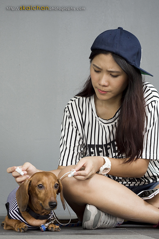 Themed owner & pet dog photoshoot session with Maisie Chew & Luckie Chan at Pinnacle Duxton