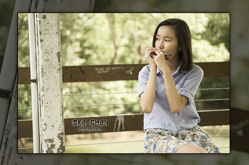 Editorial harmonica photoshoot session with Vanessa Toh at Pasir Ris Park