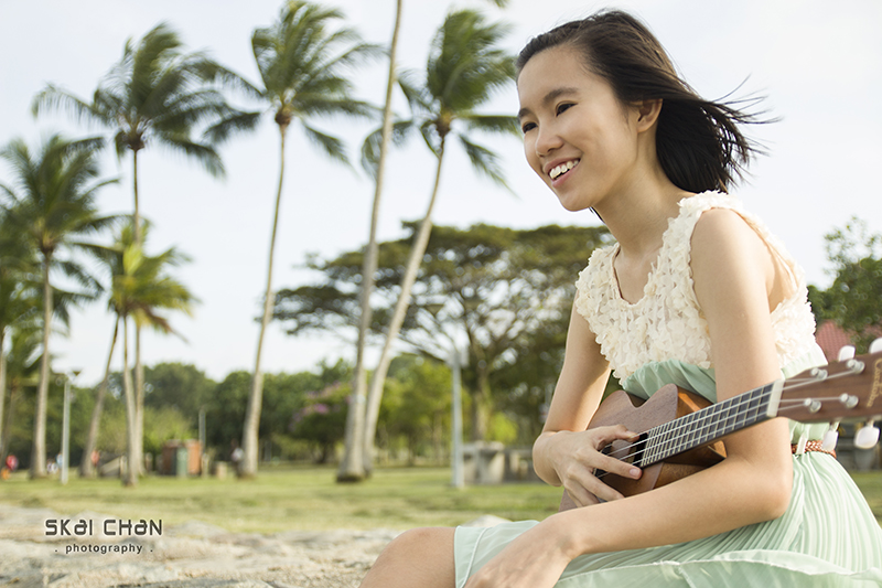 Editorial ukulele photoshoot session with Vanessa Toh at Pasir Ris Park