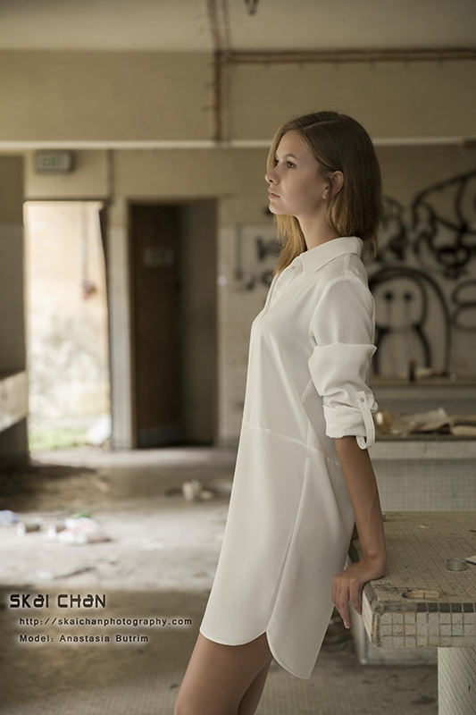 Fashion photoshoot session with Anastasia Butrim at Abandoned House