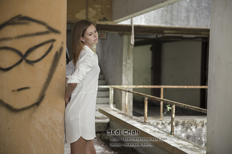 Fashion photoshoot session with Anastasia Butrim at Abandoned House