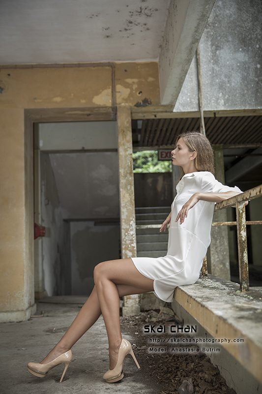 Fashion photoshoot session with Anastasia Butrim at Abandoned House