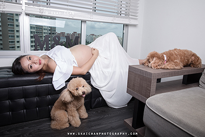 Indoor High-End Maternity & Pet Photoshoot - Monica, Elmo & Eby @ Home