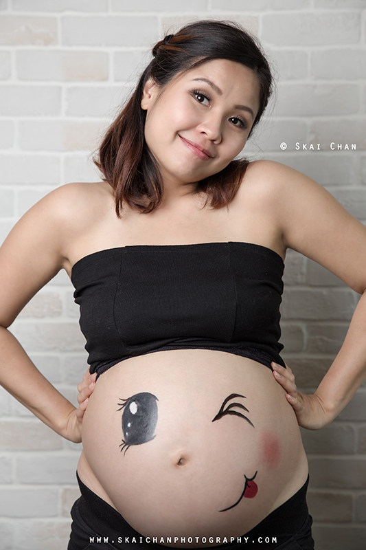 Bodypaint maternity/pregnancy photoshoot session with Monica Weng-Ong at Indoor