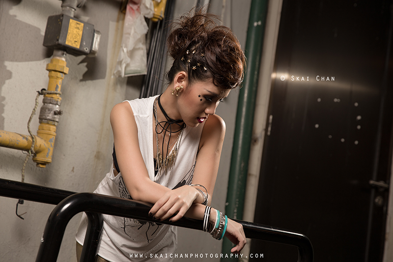 Dark gothic themed photoshoot session with Constance Huang at Boat Quay