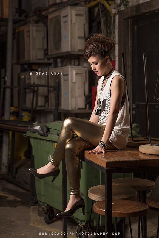 Dark gothic themed photoshoot session with Constance Huang at Boat Quay