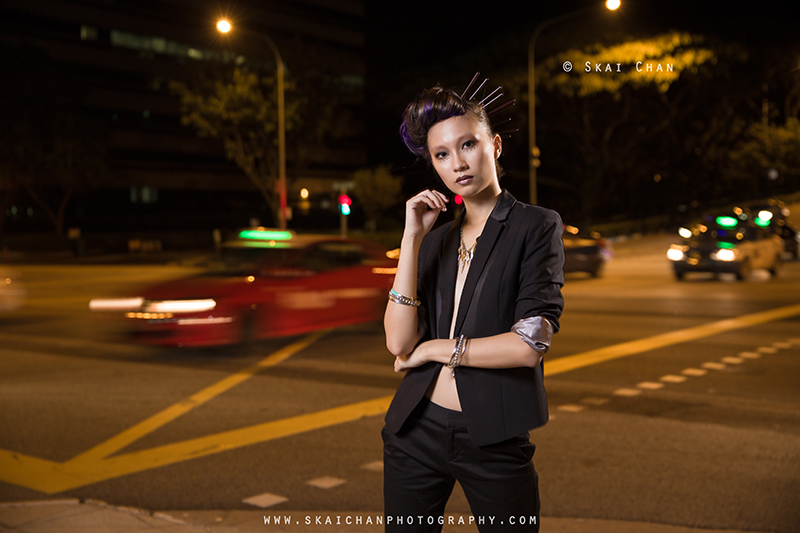 night outdoor photoshoot with Tan Rou Ying