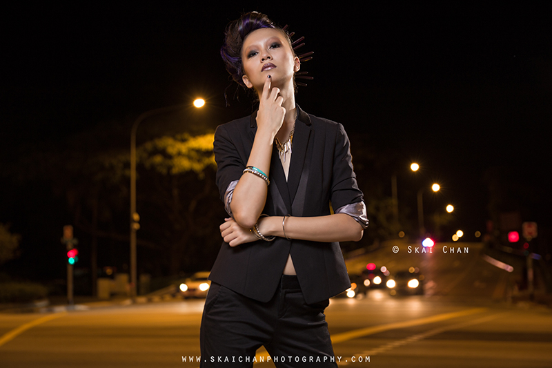 Night fashion photoshoot session with Tan Rou Ying at Haji Lane