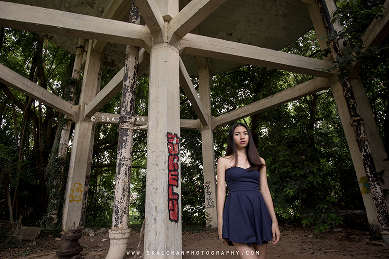 Fashion portrait photoshoot session with Wanping at Portsdown Road water tank