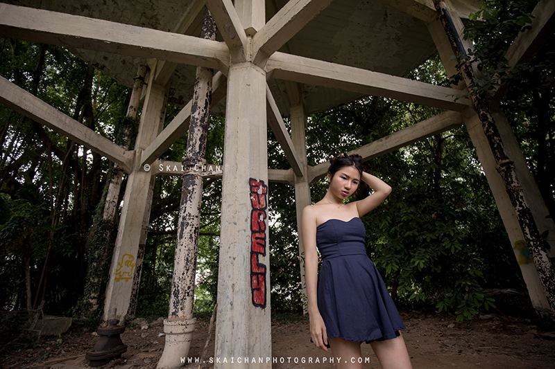 Fashion portrait photoshoot session with Wanping at Portsdown Road water tank