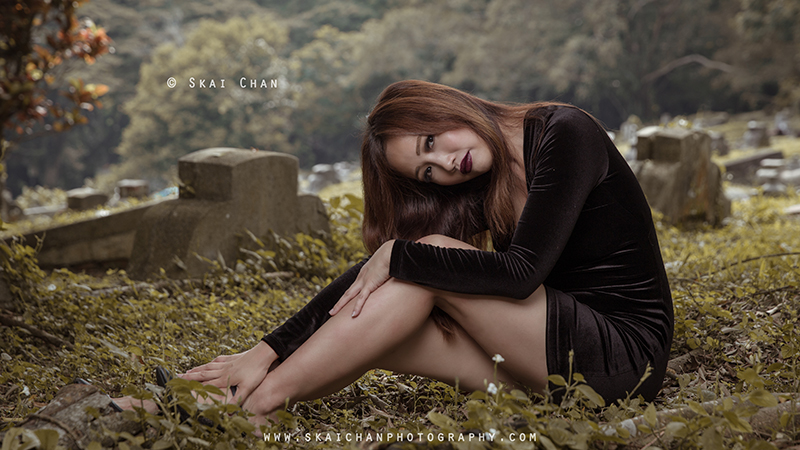 Halloween dark themed gothic Photoshoot with Ivy Tan at Bukit Brown cemetery
