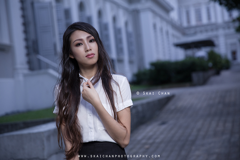 School girl themed night photoshoot session with Ng Shinyi at National Museum of Singapore