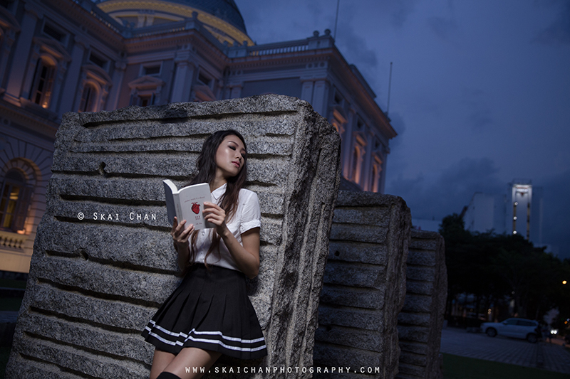 night outdoor photoshoot with Ng Shinyi