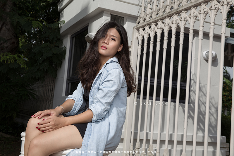 Street streetwear fashion photoshoot session with Esther Pai Min Li at Old Parliament Lane & Boat Quay