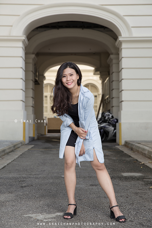 Street streetwear fashion photoshoot session with Esther Pai Min Li at Old Parliament Lane & Boat Quay
