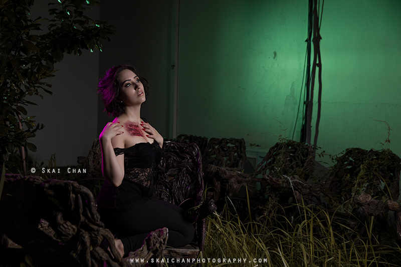 Halloween themed gothic dark boudoir Photoshoot with Val G @ Pearl's Hill Terrace