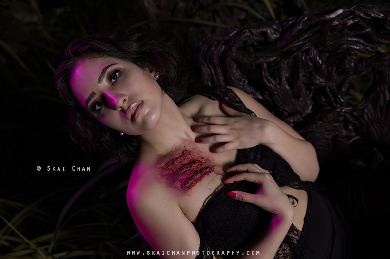 Halloween themed gothic dark boudoir Photoshoot with Val G @ Pearl's Hill Terrace