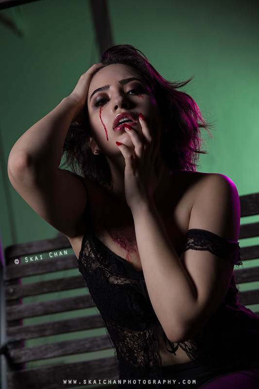 Halloween themed gothic dark boudoir Photoshoot with Val G @ Pearl's Hill Terrace