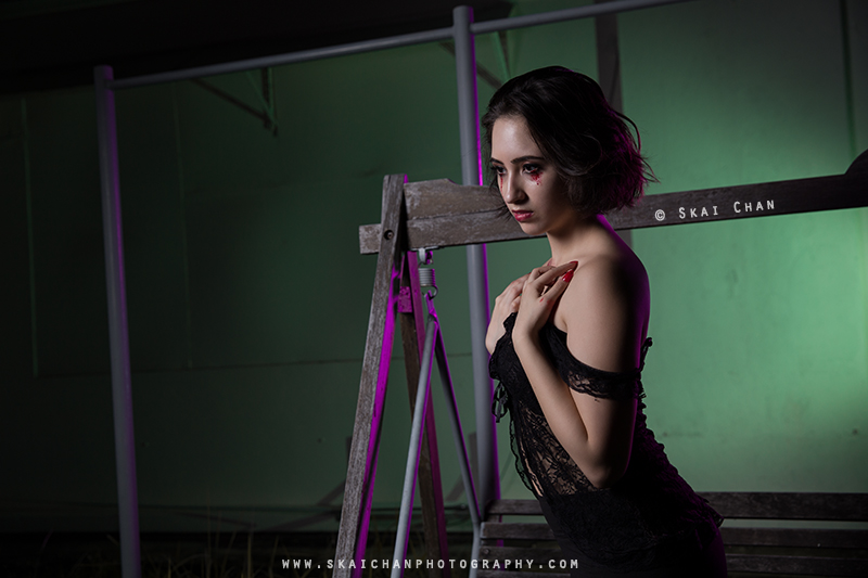 Halloween themed gothic dark boudoir Photoshoot with Val G @ Pearl's Hill Terrace