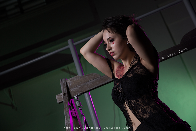 Halloween themed gothic dark boudoir Photoshoot with Val G @ Pearl's Hill Terrace