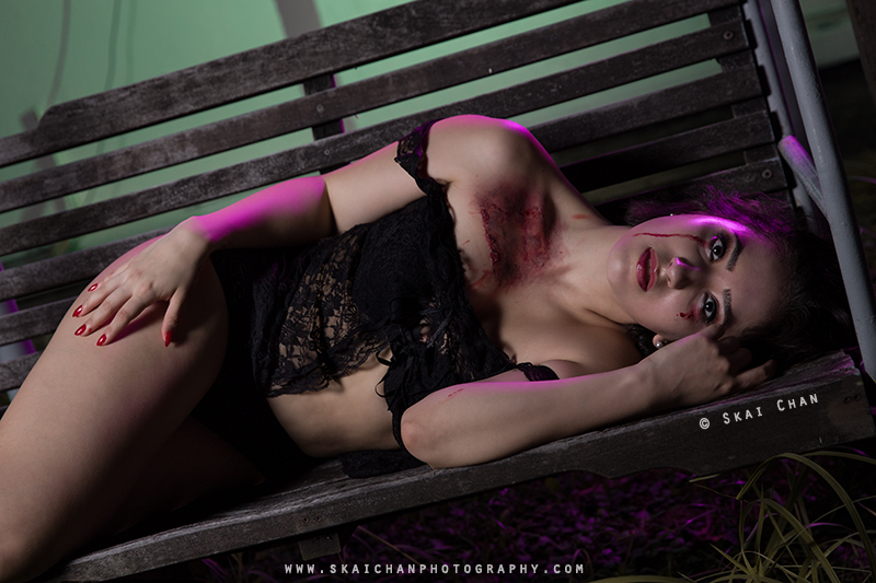 Halloween themed gothic dark boudoir Photoshoot with Val G @ Pearl's Hill Terrace