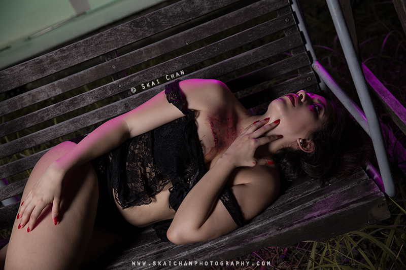 Halloween themed gothic dark boudoir Photoshoot with Val G @ Pearl's Hill Terrace