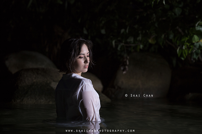 Night glamour photoshoot session with Val G at Palawan Beach (Sentosa)