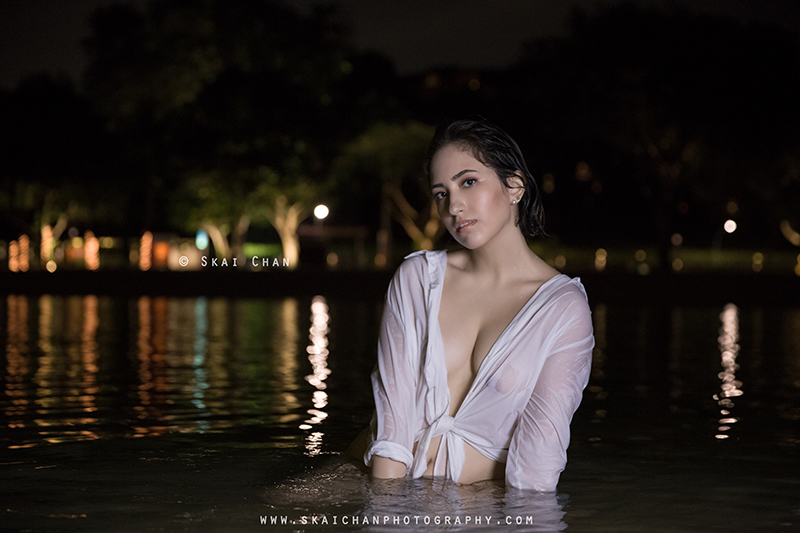 Night glamour photoshoot session with Val G at Palawan Beach (Sentosa)