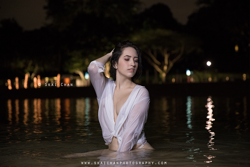 Night glamour photoshoot session with Val G at Palawan Beach (Sentosa)