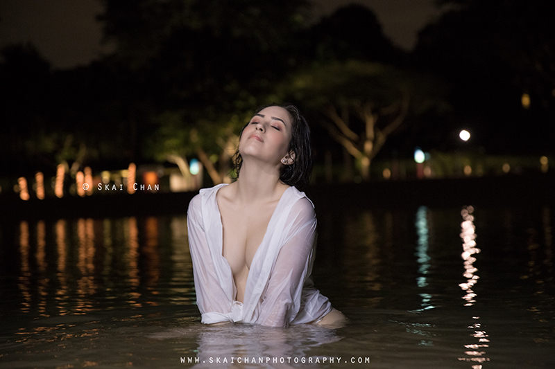 Night glamour photoshoot session with Val G at Palawan Beach (Sentosa)