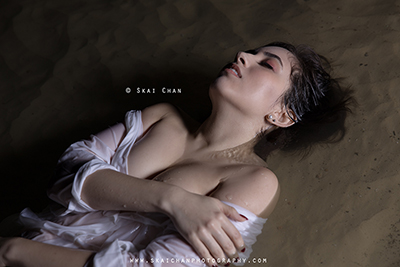 Outdoor High-End Night Beach Conceptual Photoshoot - Val G @ Palawan Beach, Sentosa