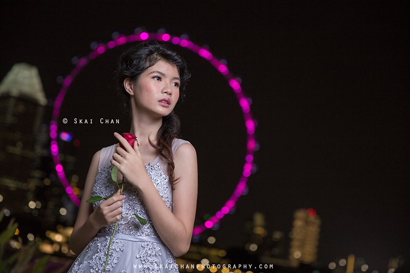 Night bridal photoshoot session with Robyn Skye at Gardens by the Bay