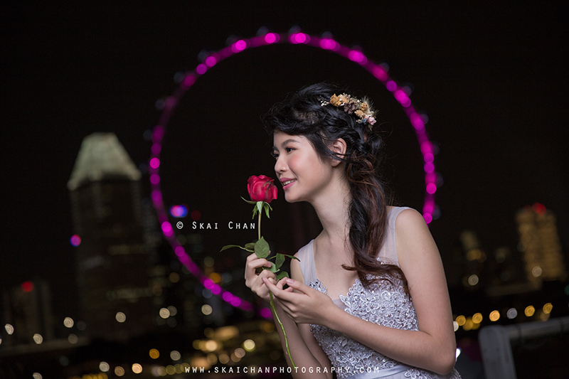 Night bridal photoshoot session with Robyn Skye at Gardens by the Bay