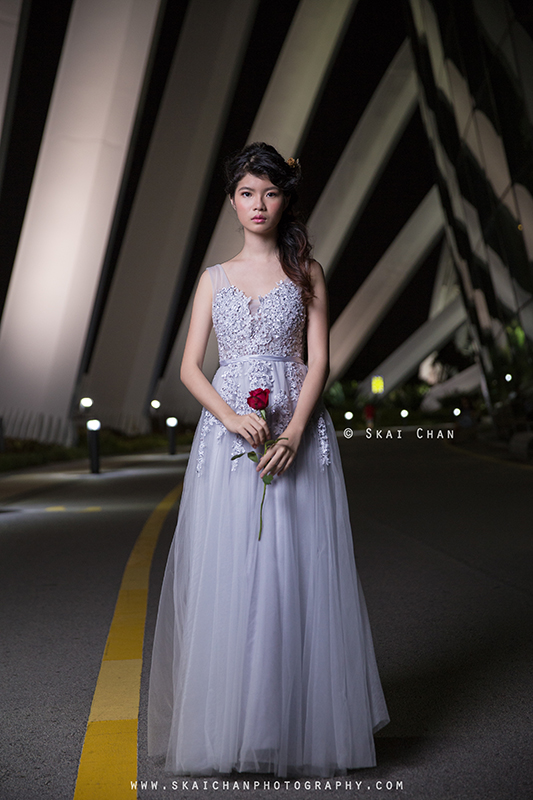 Night outdoor bridal portrait with beautiful Robyn Skye