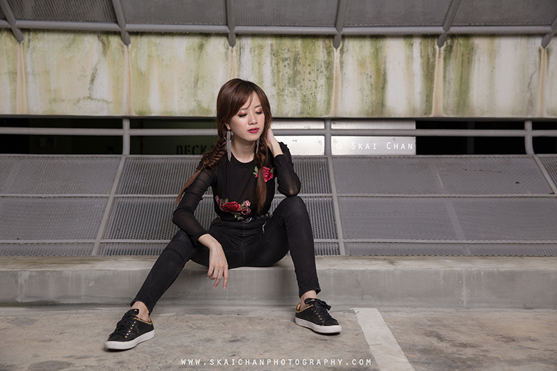 Car park fashion portrait photoshoot session with Xue Ting at Carpark @ Jurong West