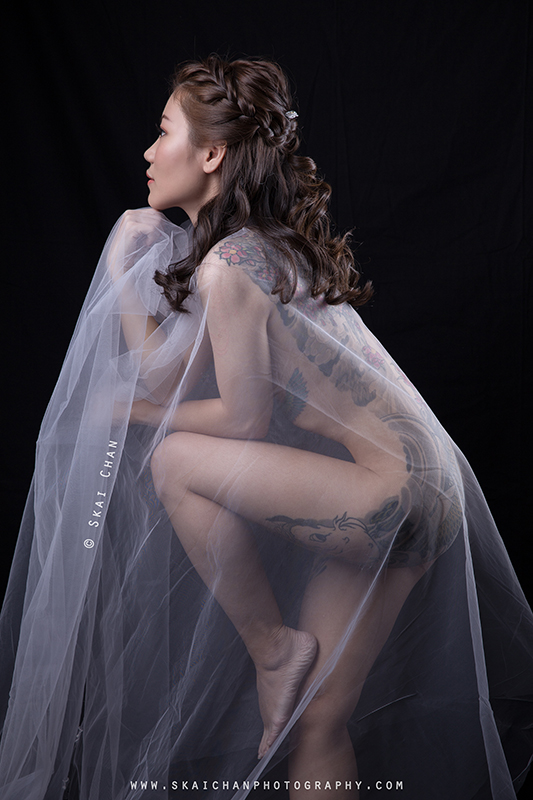 Implied nude art bridal photoshoot session with Eva Loa at photography studio (Tanjong Pagar)