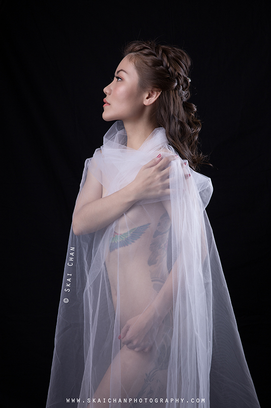 Implied nude art bridal photoshoot session with Eva Loa at photography studio (Tanjong Pagar)