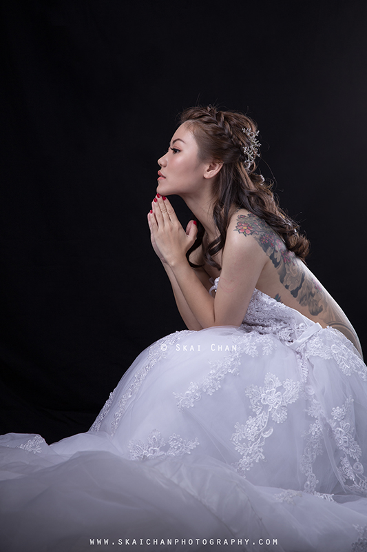 Implied nude art bridal photoshoot session with Eva Loa at photography studio (Tanjong Pagar)