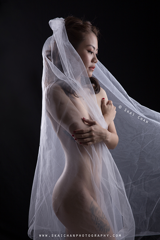 Implied nude art bridal photoshoot session with Eva Loa at photography studio (Tanjong Pagar)