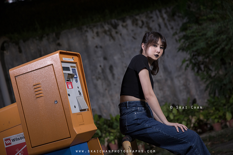 Gothic dark themed night portrait photoshoot session with Hilary at Pearl's Hill Terrace