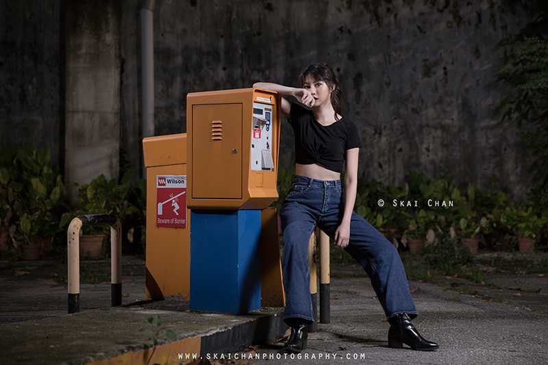 Gothic dark themed night portrait photoshoot session with Hilary at Pearl's Hill Terrace