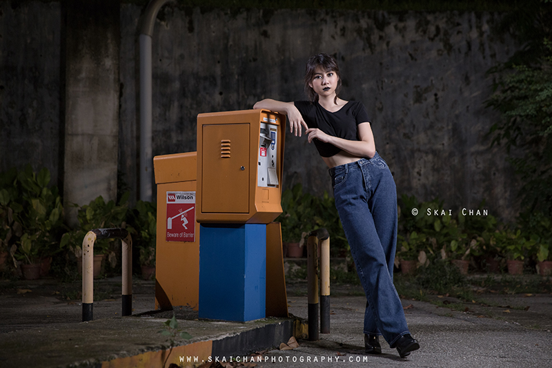 Gothic dark themed night portrait photoshoot session with Hilary at Pearl's Hill Terrace