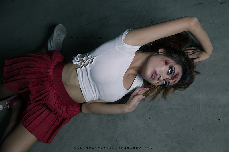 Halloween themed zombie Photoshoot with Charis Tan Mei Xuan at Hougang Carpark