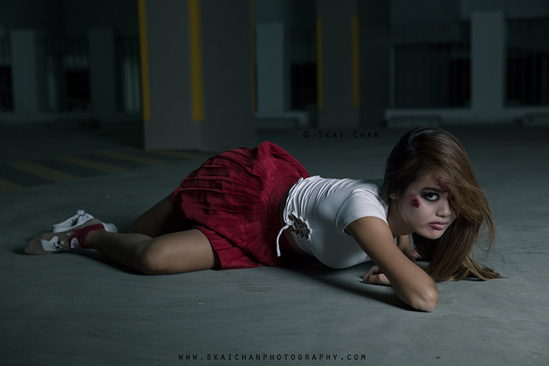 Halloween themed zombie Photoshoot with Charis Tan Mei Xuan at Hougang Carpark