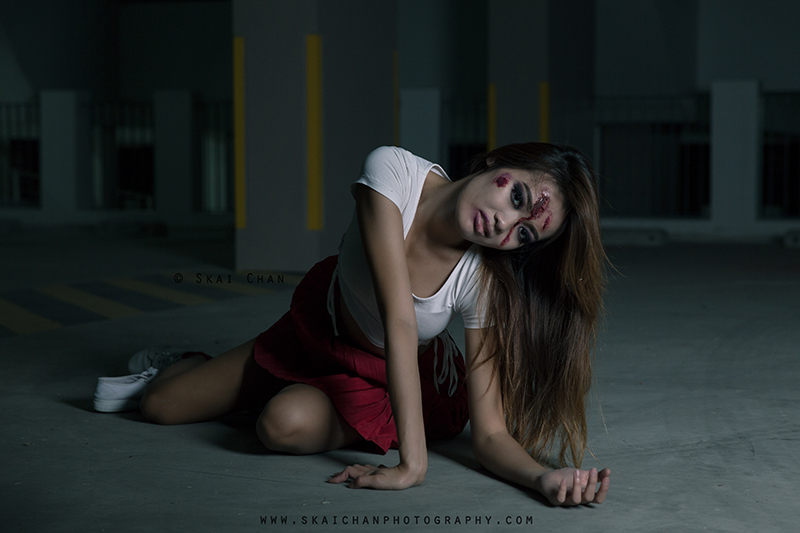 Halloween themed zombie Photoshoot with Charis Tan Mei Xuan at Hougang Carpark