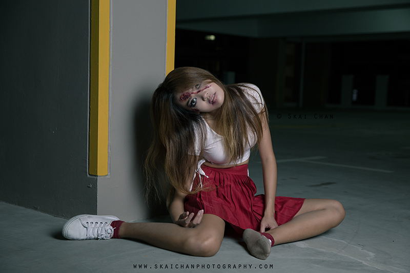 Halloween themed zombie Photoshoot with Charis Tan Mei Xuan at Hougang Carpark