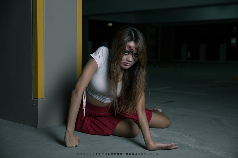 Halloween themed zombie Photoshoot with Charis Tan Mei Xuan at Hougang Carpark
