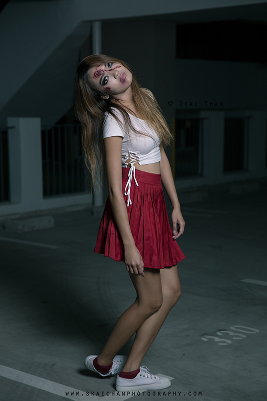 Halloween themed zombie Photoshoot with Charis Tan Mei Xuan at Hougang Carpark